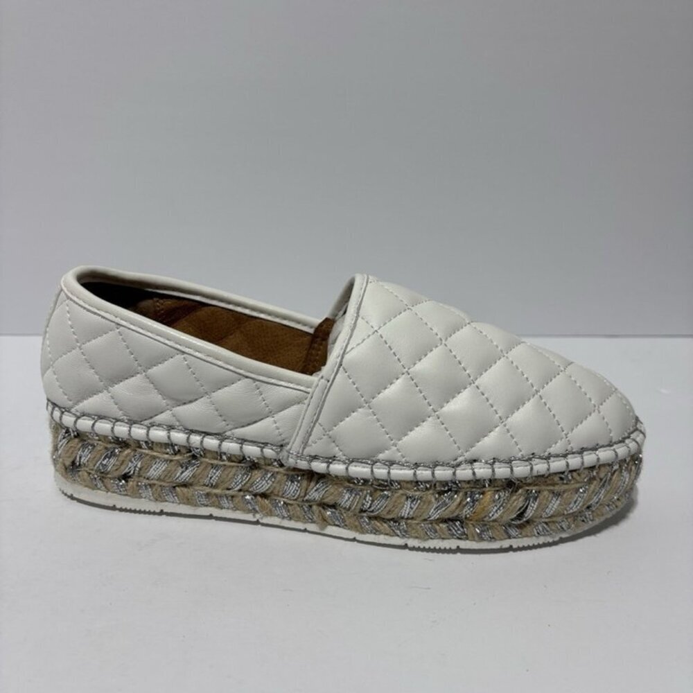 J Slides Women’s Renata White Leather Slip-On Shoes, Size 7.5 M